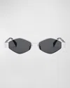 Celine Womens Grey Metaltriomphe Irregular-frame Metal Sunglasses In Black