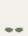 Celine Triomphe Round Metal & Acetate Sunglasses In Shiny Endura Gold Green
