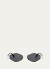 Celine Triomphe Round Metal & Acetate Sunglasses In Shiny Palladium S