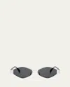 Celine Cl40254u 16a Metal Triomphe 16a Silver Sunglasses In Shiny Palladium Smoke