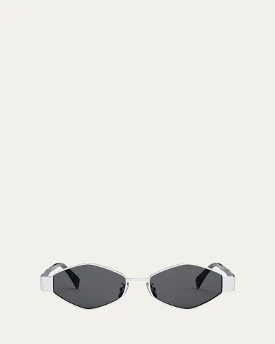 CELINE TRIOMPHE ROUND METAL & ACETATE SUNGLASSES