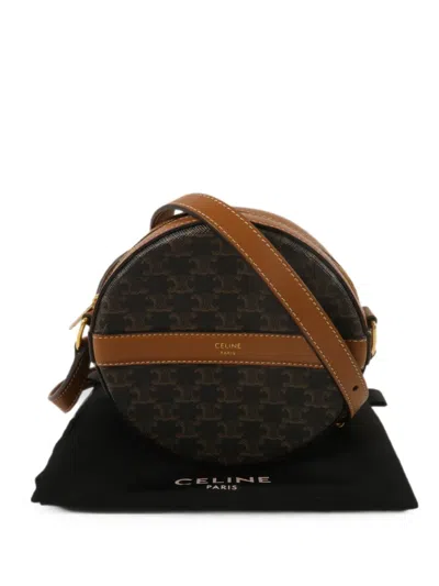 Pre-owned Celine Triomphe Round Shoulder Bag In Brown