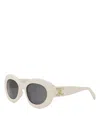 Celine Triomphe 53mm Round Sunglasses In Ivory/smoke