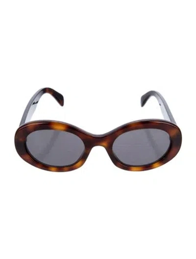 Pre-owned Celine Triomphe Round Sunglasses In Brown