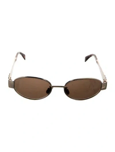Pre-owned Celine Triomphe Round Sunglasses In Brown