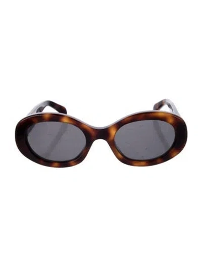Pre-owned Celine Triomphe Round Sunglasses In Brown