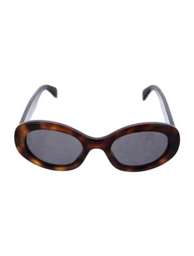 Pre-owned Celine Triomphe Round Sunglasses In Brown