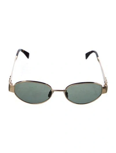 Pre-owned Celine Triomphe Round Sunglasses In Gold