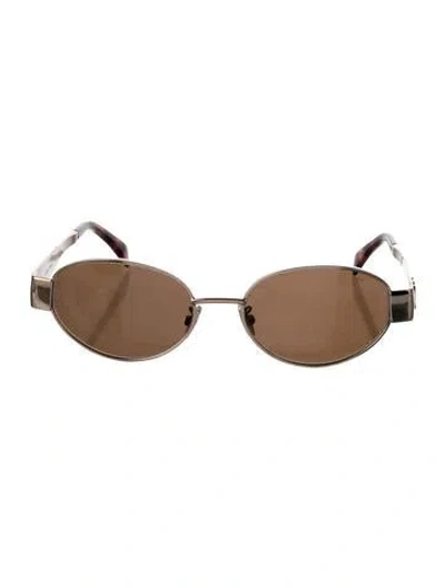Pre-owned Celine Triomphe Round Sunglasses In Gold