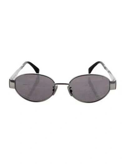 Pre-owned Celine Triomphe Round Sunglasses In Silver