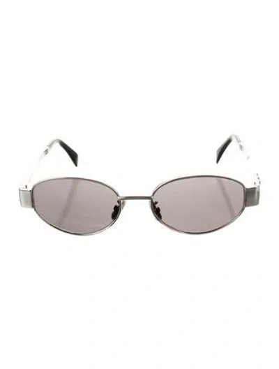 Pre-owned Celine Triomphe Round Sunglasses In Silver