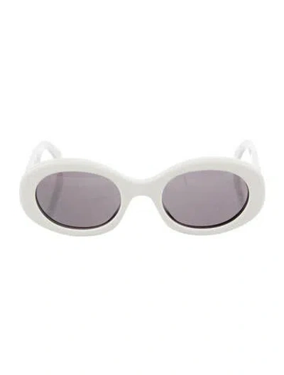 Pre-owned Celine Triomphe Round Sunglasses In White