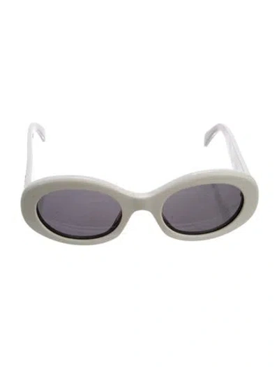 Pre-owned Celine Triomphe Round Sunglasses In White