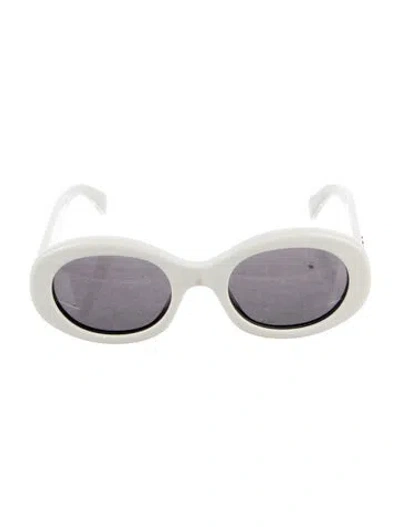 Pre-owned Celine Triomphe Round Sunglasses In White