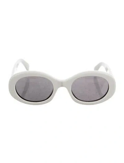 Pre-owned Celine Triomphe Round Sunglasses In White
