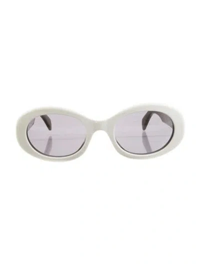 Pre-owned Celine Triomphe Round Sunglasses In White