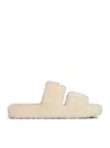 Celine Triomphe Shearling Fur Slides In White