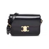 Celine Triomphe Shiny Black Leather Crossbody Bag In Black