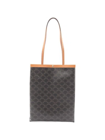 Pre-owned Celine Triomphe Shopper Tote Bag In Brown