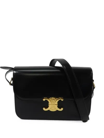 Pre-owned Celine Triomphe Shoulder Bag In Black