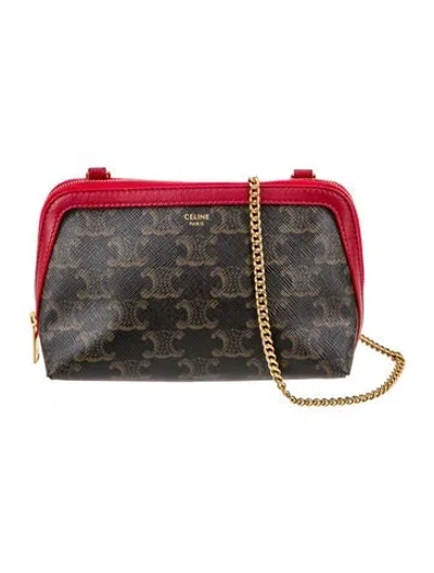 Pre-owned Celine Triomphe Shoulder Bag In Brown