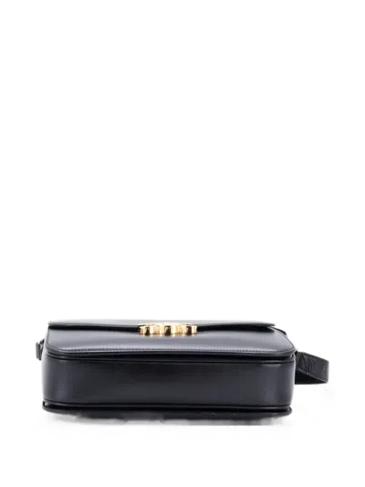 Pre-owned Celine Triomphe Shoulder Bag Smooth Calfskin Large Crossbody Bag In Black