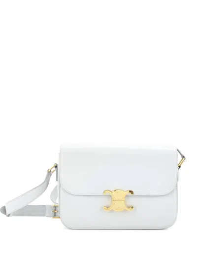 Pre-owned Celine Triomphe Shoulder Bag Smooth Calfskin Medium Crossbody Bag In Blue