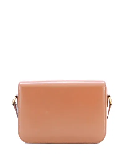 Pre-owned Celine Triomphe Shoulder Bag Smooth Calfskin Medium Crossbody Bag In Brown