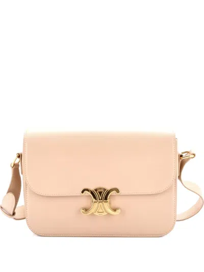 Pre-owned Celine Triomphe Shoulder Bag Smooth Calfskin Medium Crossbody Bag In Neutral