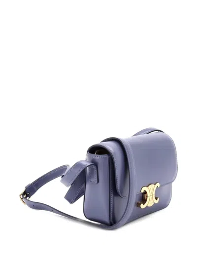 Pre-owned Celine Triomphe Shoulder Bag Smooth Calfskin Nano Crossbody Bag In Blue