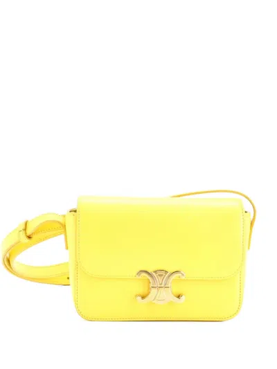 Pre-owned Celine Triomphe Shoulder Bag Smooth Calfskin Nano Crossbody Bag In Yellow
