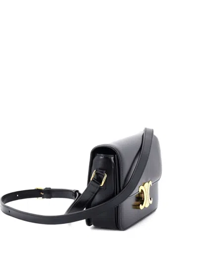 Pre-owned Celine Triomphe Shoulder Bag Smooth Calfskin Teen Crossbody Bag In Black