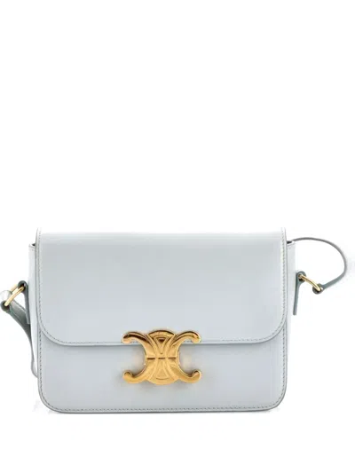 Pre-owned Celine Triomphe Shoulder Bag Smooth Calfskin Teen Crossbody Bag In Blue