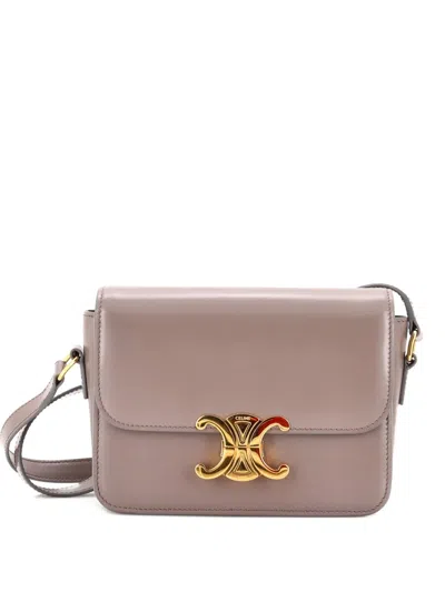 Pre-owned Celine Triomphe Shoulder Bag Smooth Calfskin Teen Crossbody Bag In Gray