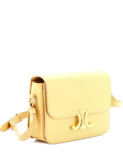 Pre-owned Celine Triomphe Shoulder Bag Smooth Calfskin Teen Crossbody Bag In Yellow
