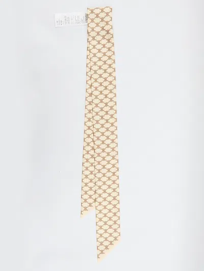 Celine Triomphe Silk Twill Lavallière In Brown