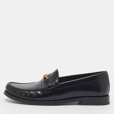 Pre-owned Celine Triomphe Size 37 Black Patent Leather Loafers
