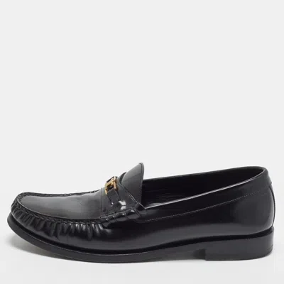 Pre-owned Celine Triomphe Size 40 Black Leather Loafers