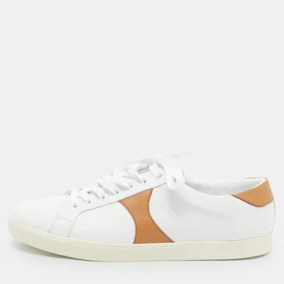 Pre-owned Celine Triomphe Size 43 White/brown Leather Low Top Sneakers
