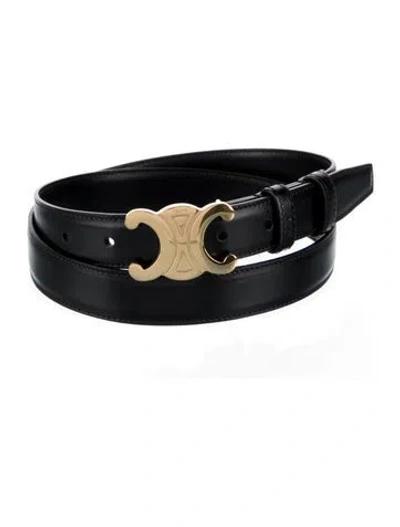 Pre-owned Celine Triomphe Skinny Belt In Black