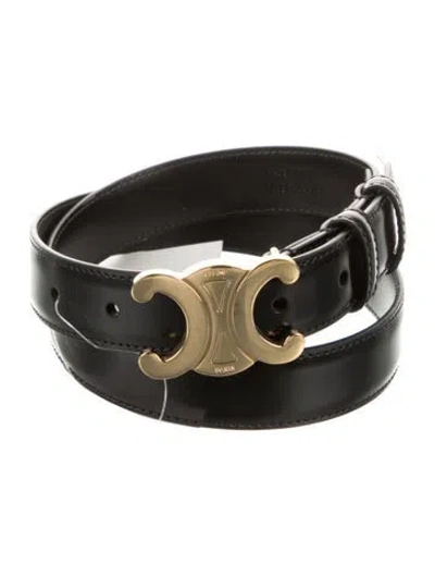Pre-owned Celine Triomphe Skinny Belt In Black