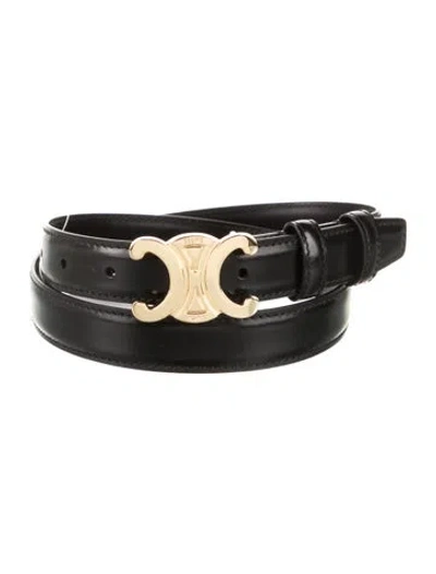 Pre-owned Celine Triomphe Skinny Belt In Black