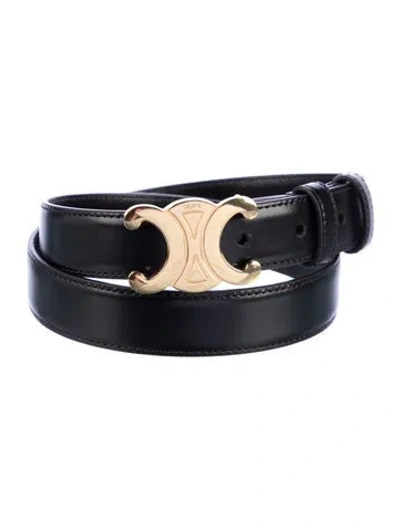 Pre-owned Celine Triomphe Skinny Belt In Black