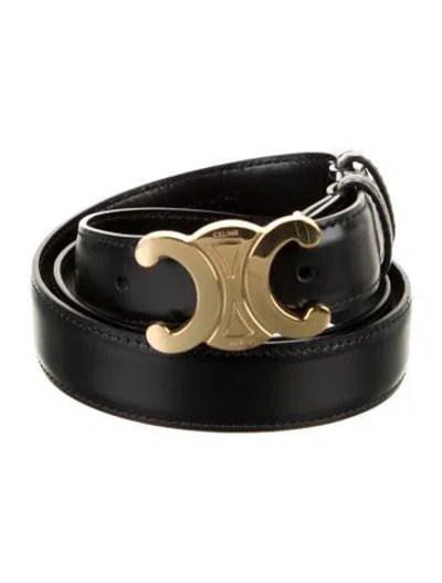 Pre-owned Celine Triomphe Skinny Belt In Black