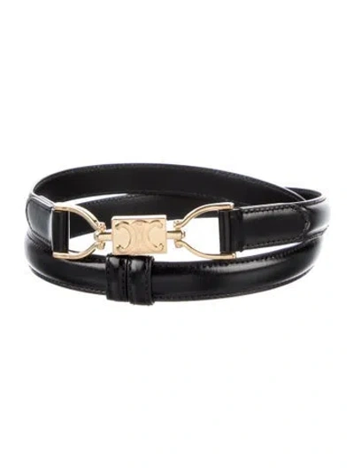 Pre-owned Celine Triomphe Skinny Belt In Black