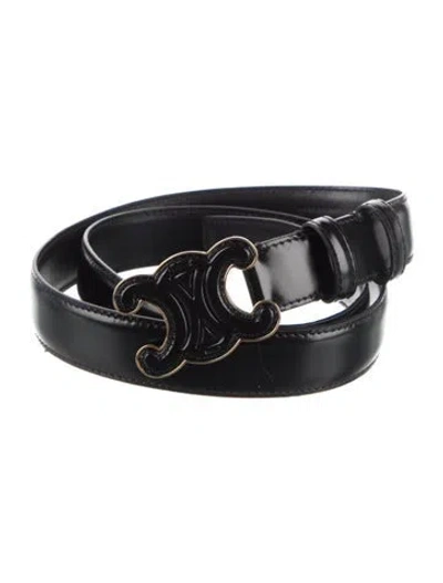 Pre-owned Celine Triomphe Skinny Belt In Black