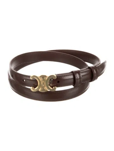 Pre-owned Celine Triomphe Skinny Belt In Brown