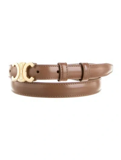 Pre-owned Celine Triomphe Skinny Belt In Brown