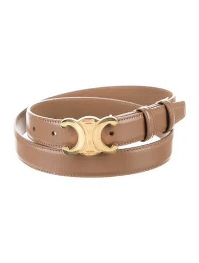Pre-owned Celine Triomphe Skinny Belt In Brown