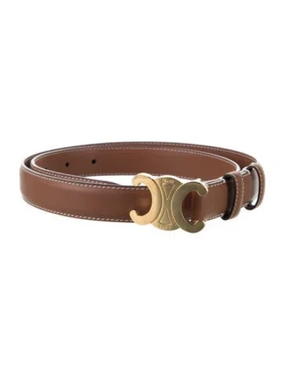 Pre-owned Celine Triomphe Skinny Belt In Brown